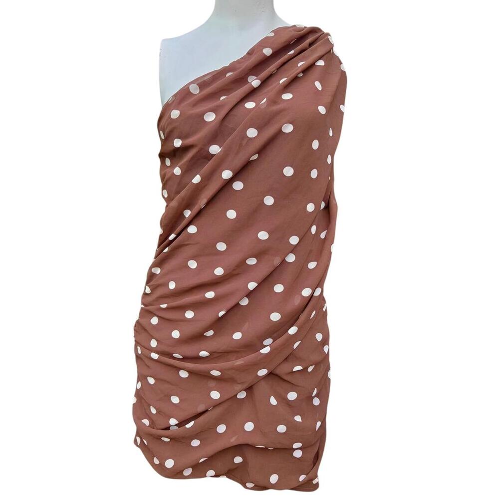 Abercrombie & Fitch brown polka dot mini dress with white polka dots SMALL PETIT
